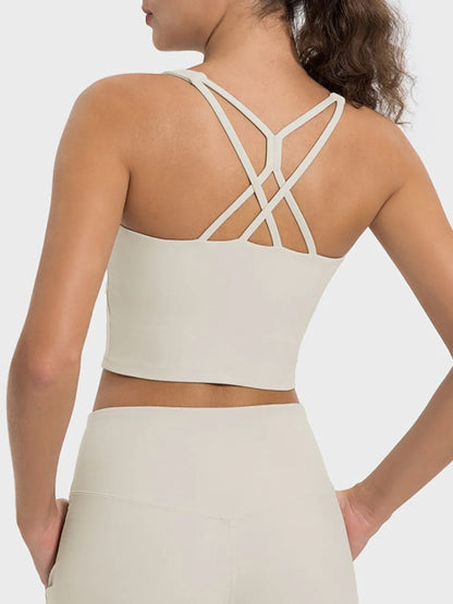 Millennia Crisscross Round Neck Active Tank - Fashorio