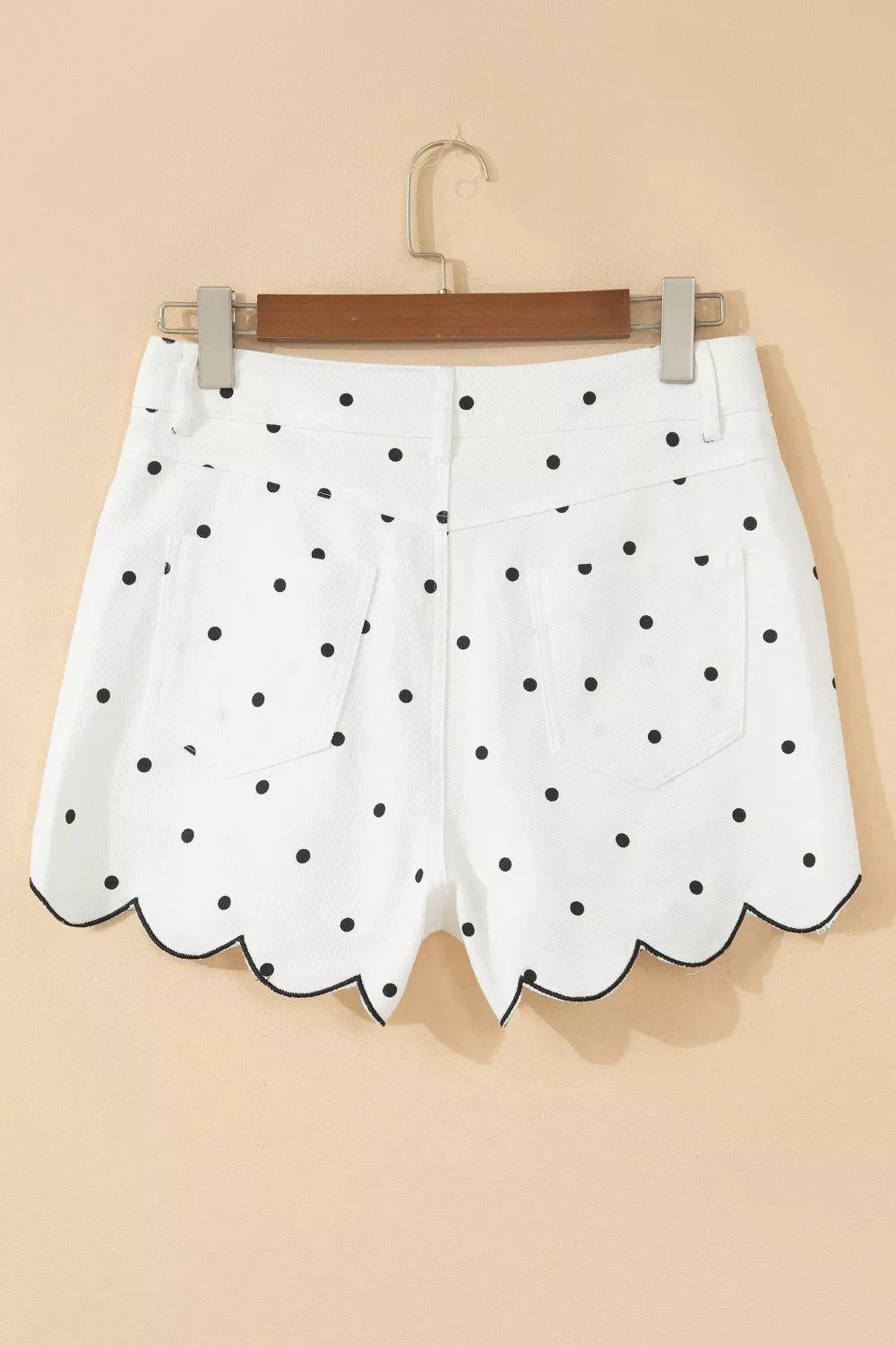 Polka dot print fabric close up