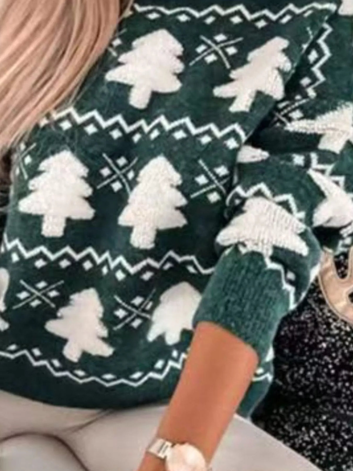 christmas tree pattern holiday sweater back view