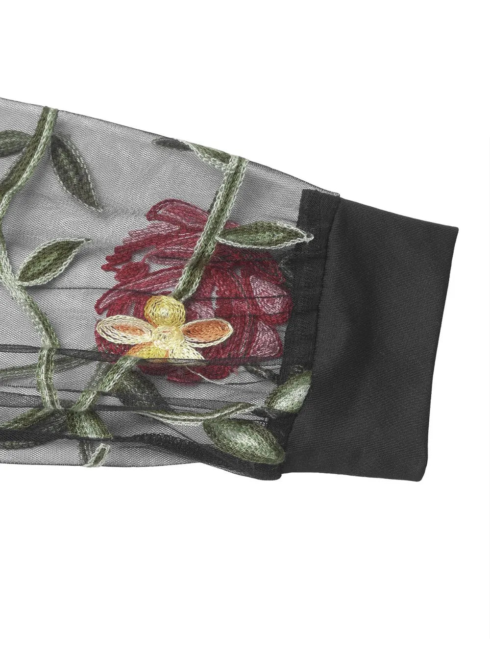 Perfee Embroidered V-Neck Long Sleeve Bodysuit - Fashorio