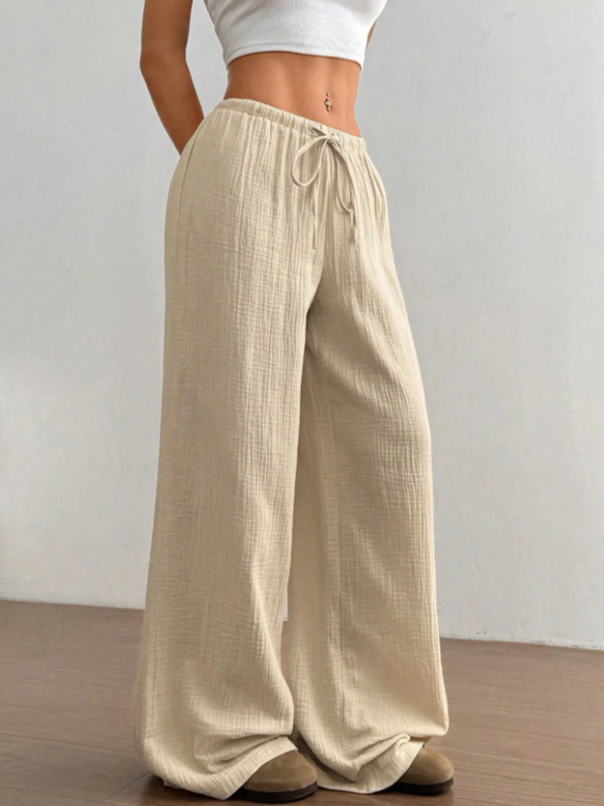 Wide Leg Casual Pants with Stretch, view 7