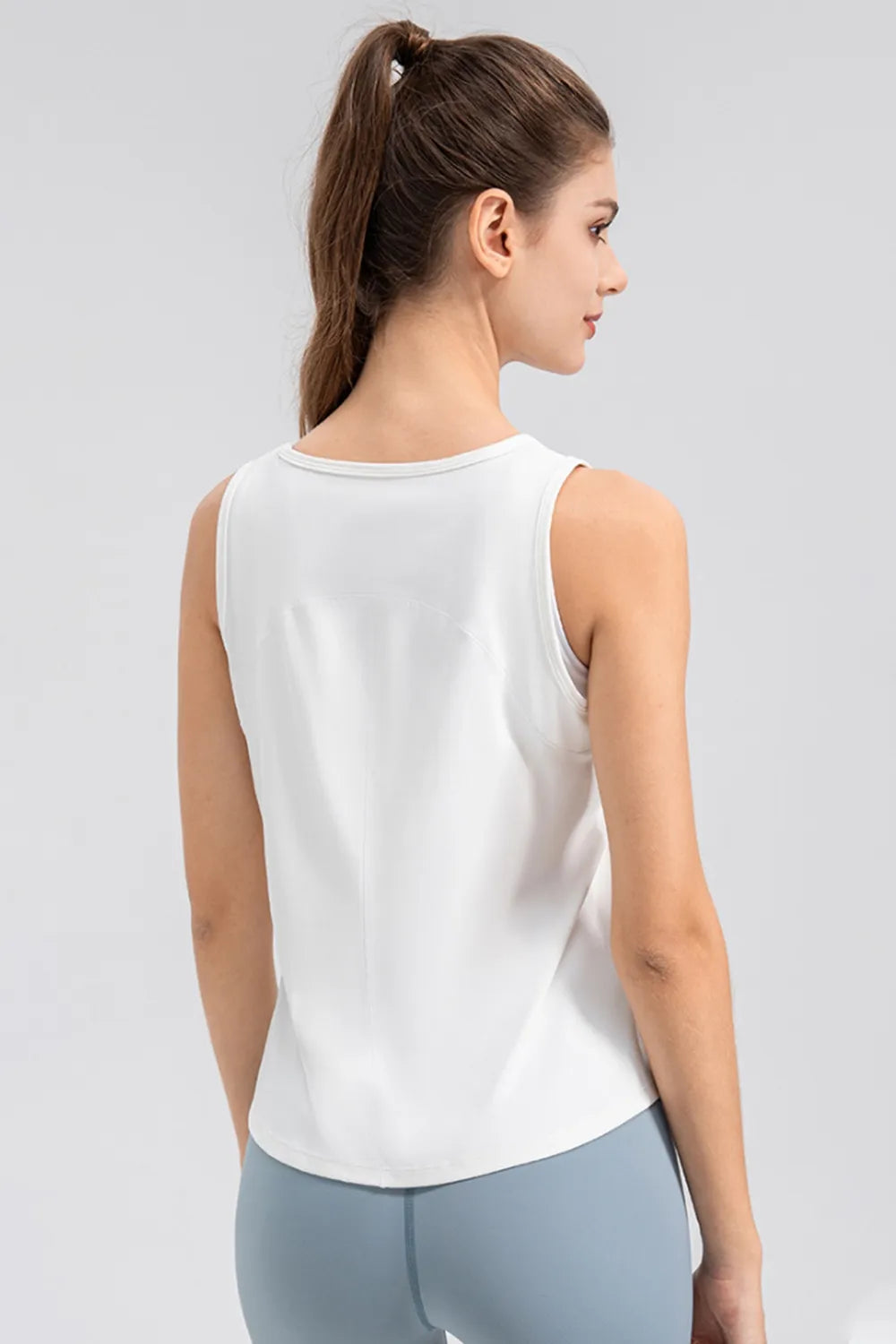 Wide Strap Round Neck Active Tank - Fashorio