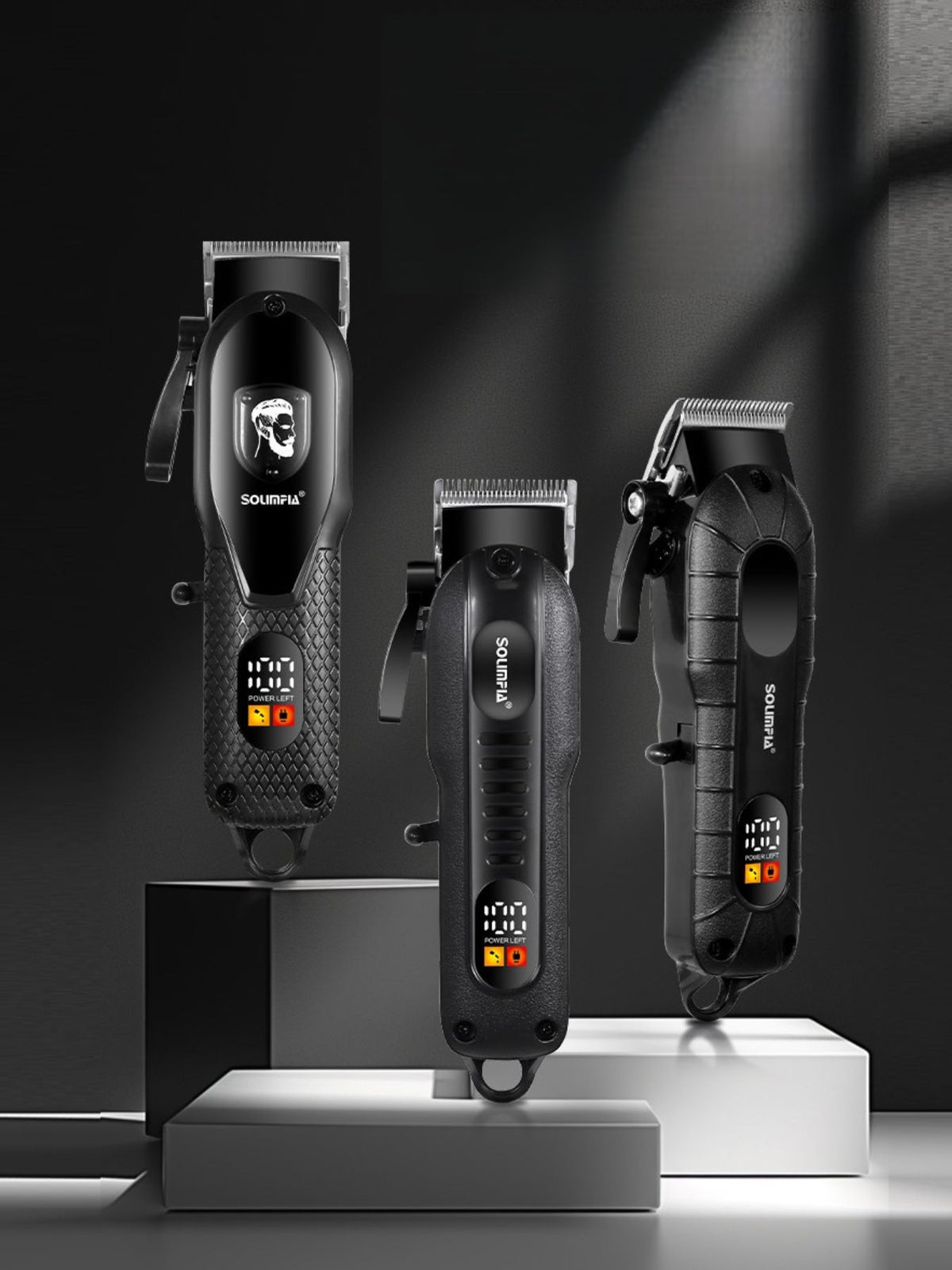 Cordless hair clipper with LED display in black