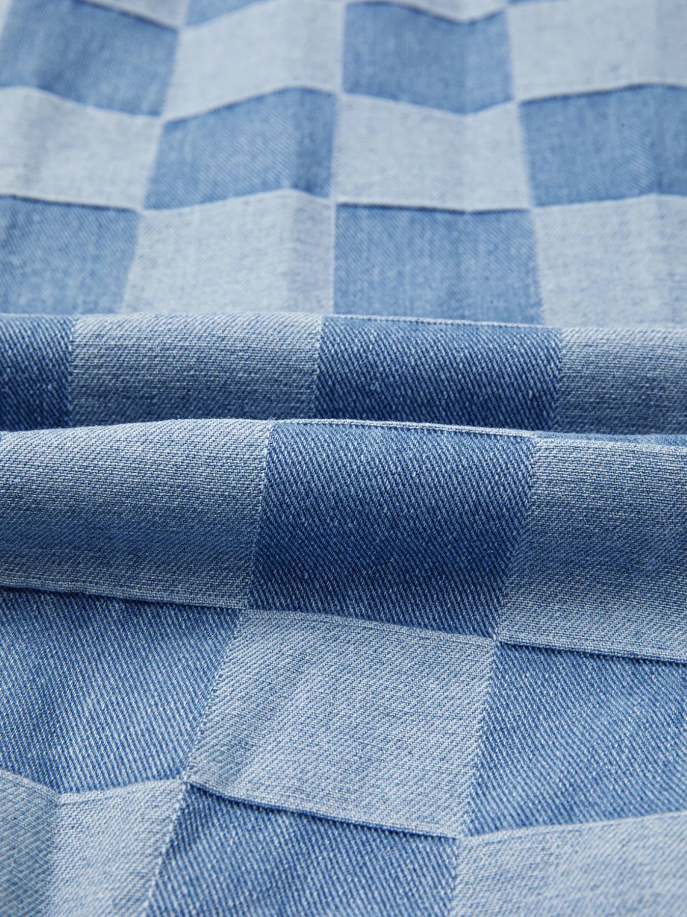 Checkerboard Splicing Raw Detail Oversized Denim Top - Fashorio