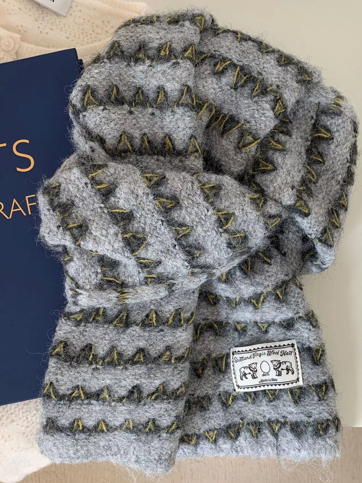 Warm knit scarf full length view