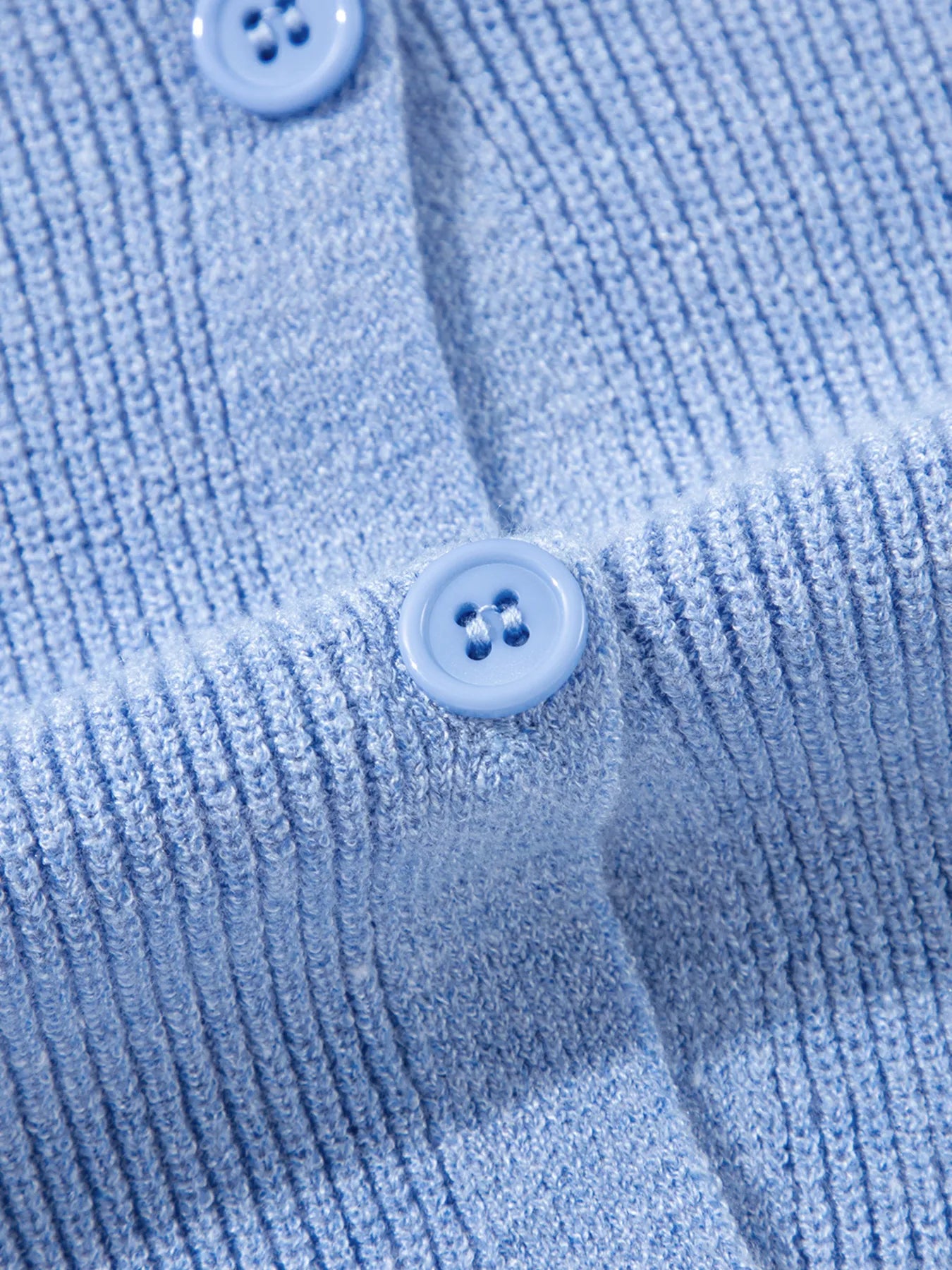 Ribbed Knit Button Front V Neck Cardigan - Fashorio