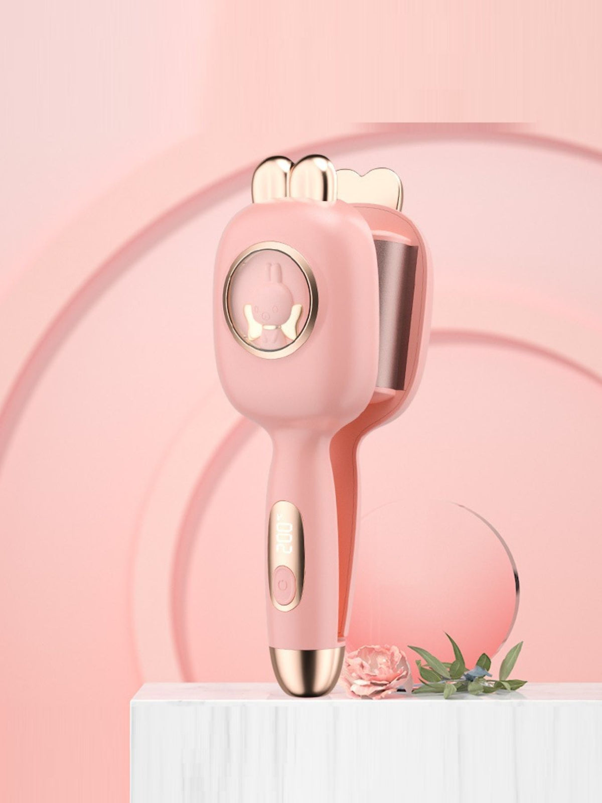 Fast heating curling iron side view
