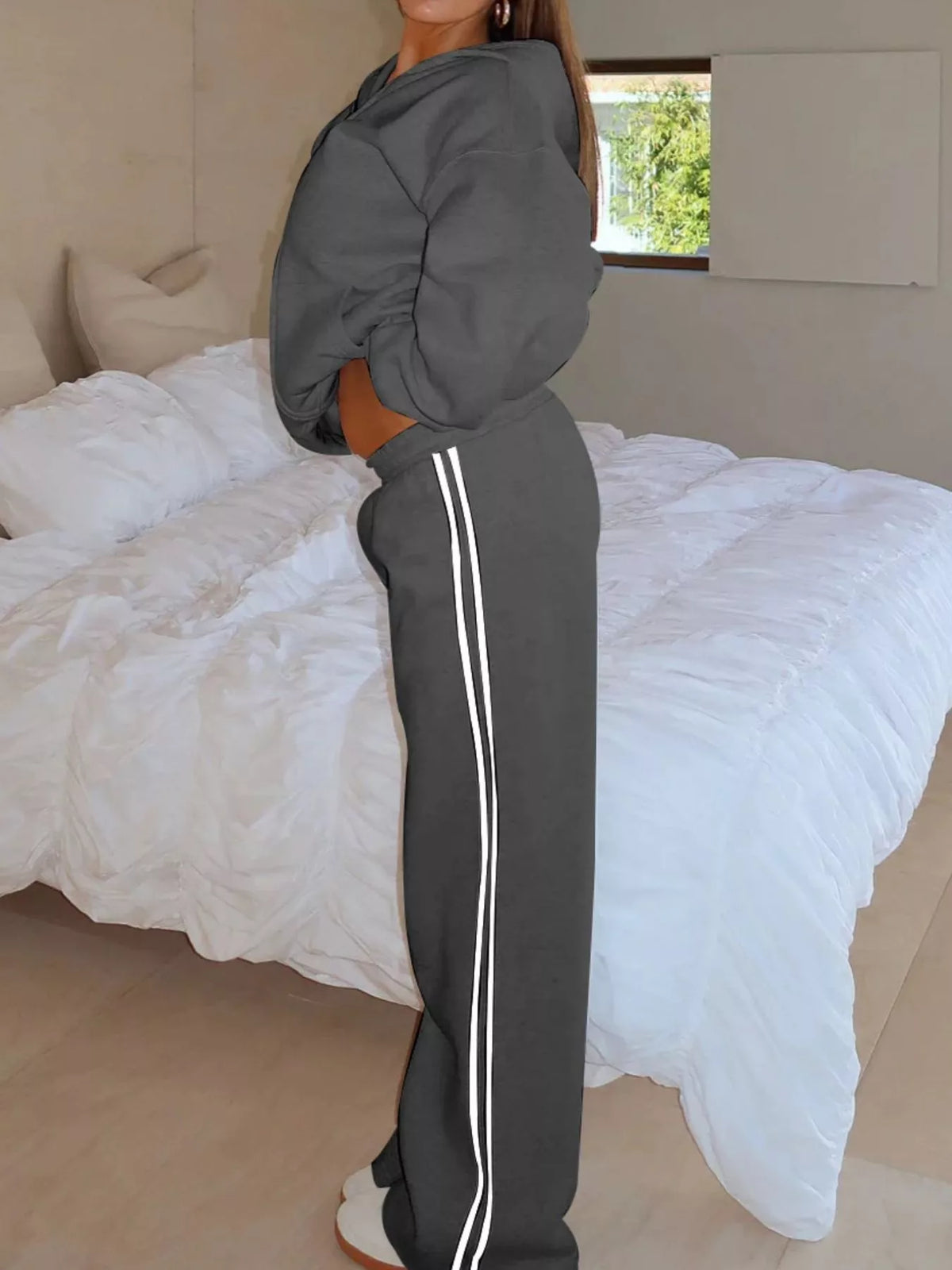 Zip Up Hoodie and Striped Pants Set, view 19