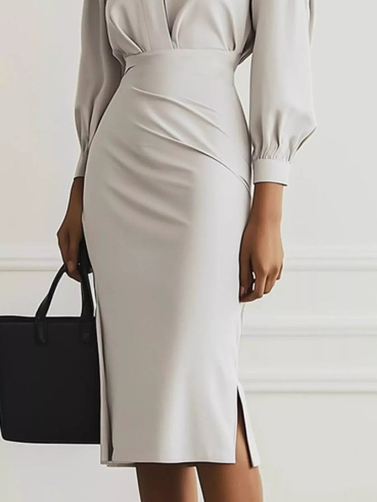 ruched midi shirt dress fabric detail