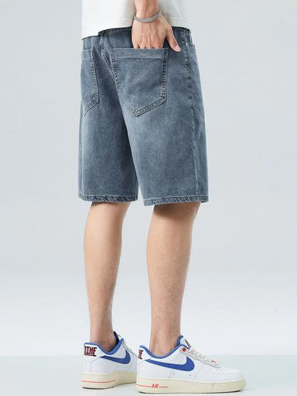 Men's Washed Denim Shorts with Pockets - Fashorio