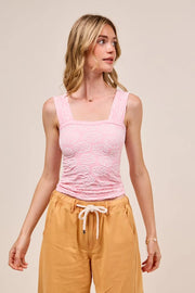 SO ME Two Tone Floral Seamless Tank Top 2TONE BLUSH - Fashorio