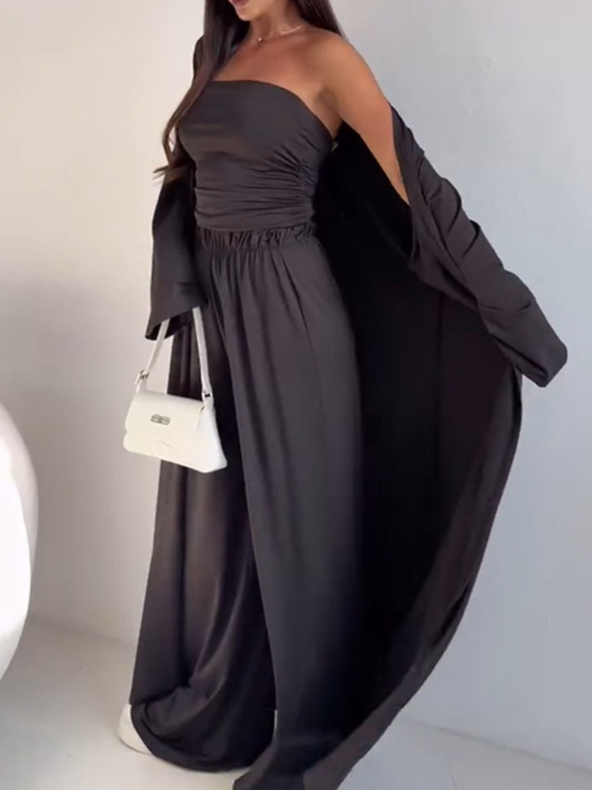 Tube Top Cardigan and Pants Three Piece Set, view 7