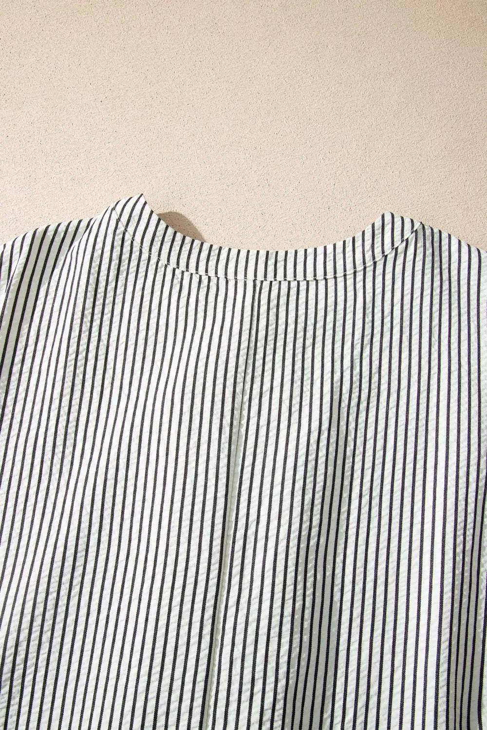 striped ruffle button front maxi dress fabric detail