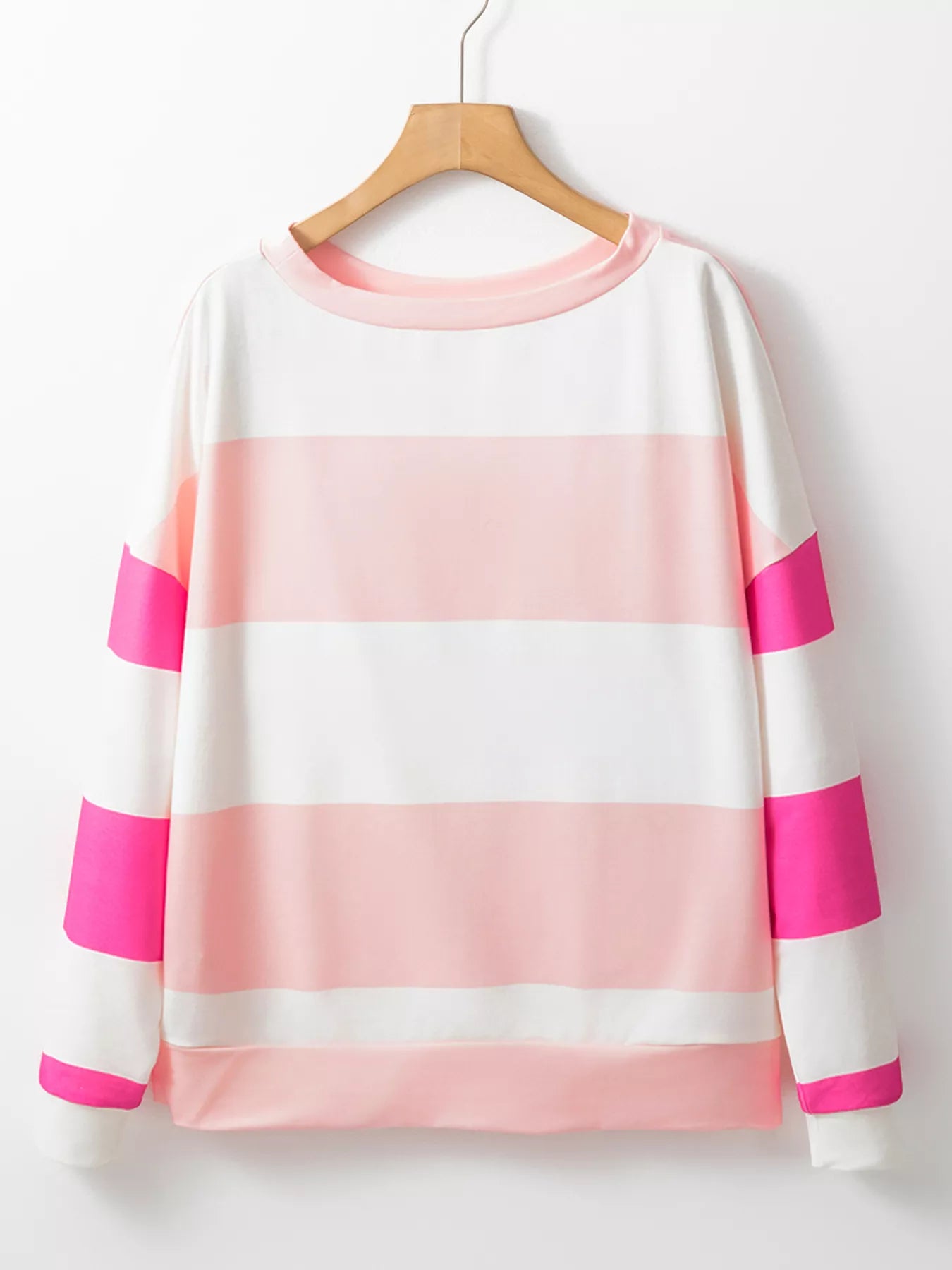Color Block Drop Shoulder Long Sleeve Top - Fashorio