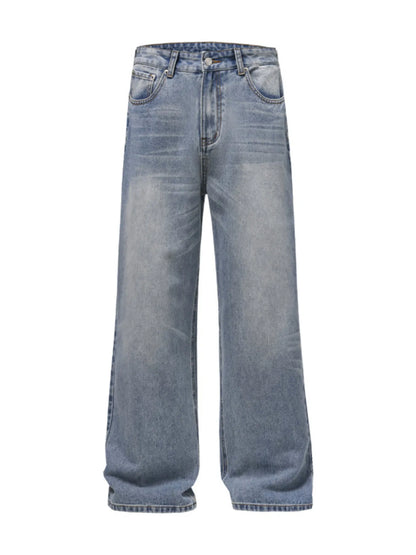 Men's Full Size Wide Leg Washed Baggy Jeans Plus Size - Fashorio