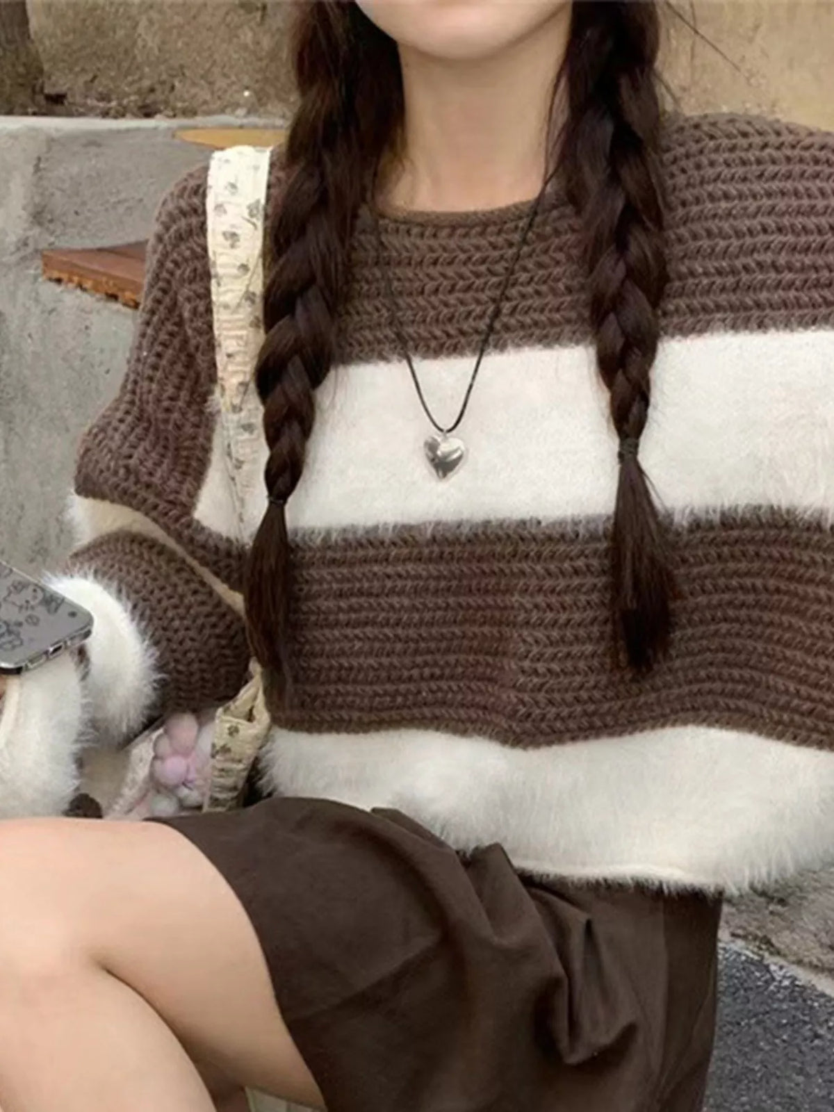 color block drop shoulder sweater back view