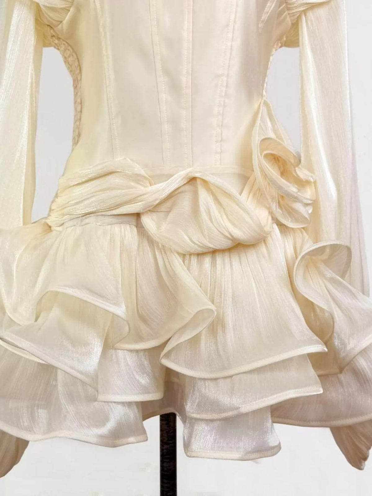Ruffled long sleeve dress color option view