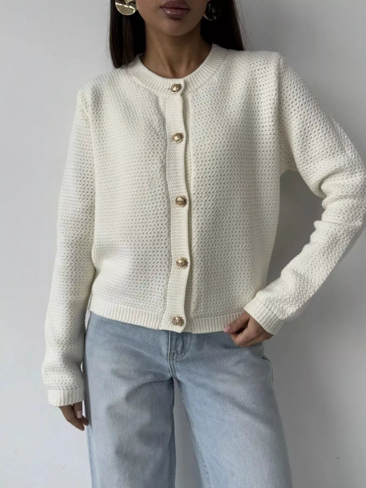 Button Up Texture Knit Cardigan, view 7