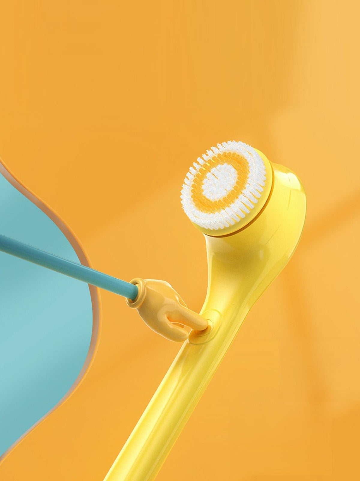 Facial cleansing brush held in hand