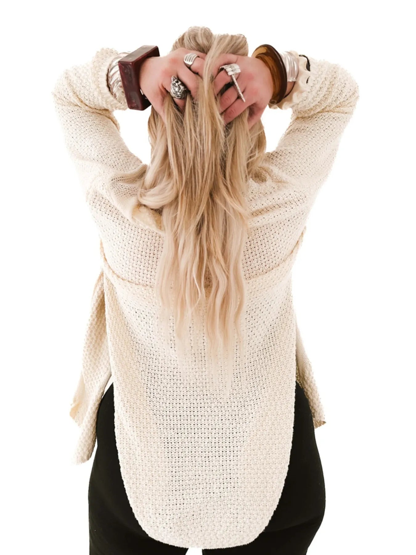 Oversized Knit Cardigan with Open Front Design - Fashorio