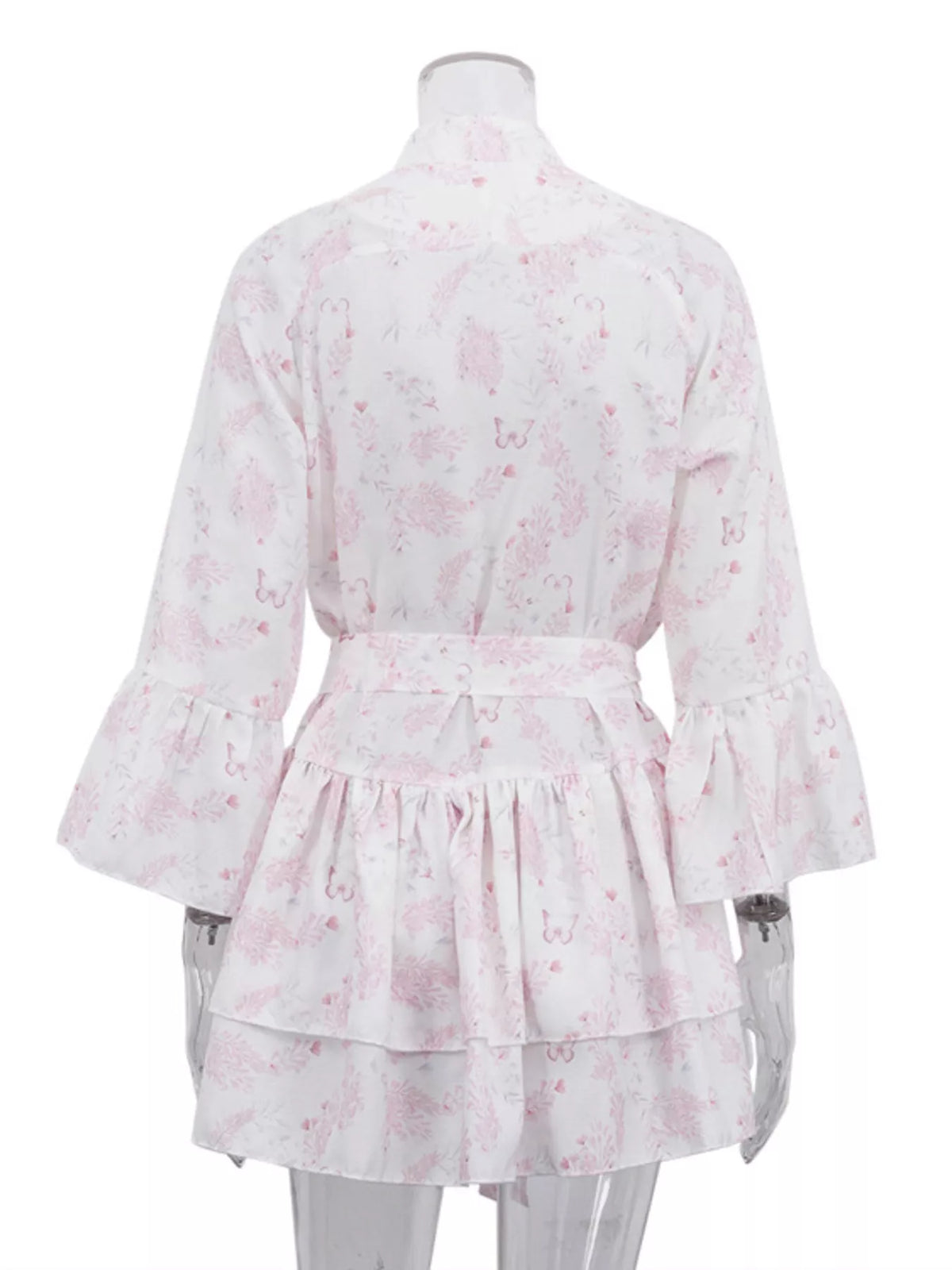 Button front detail on the blush pink dress