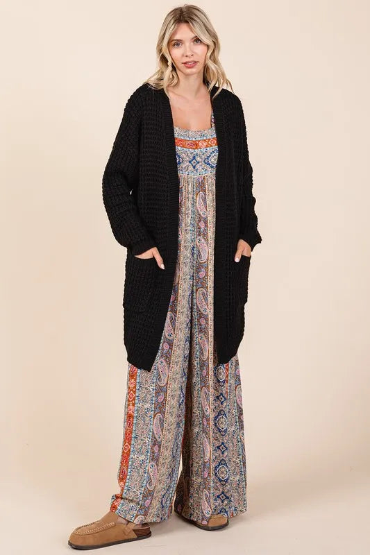 Mittoshop Open Front Long Sleeve Longline Cardigan - Fashorio