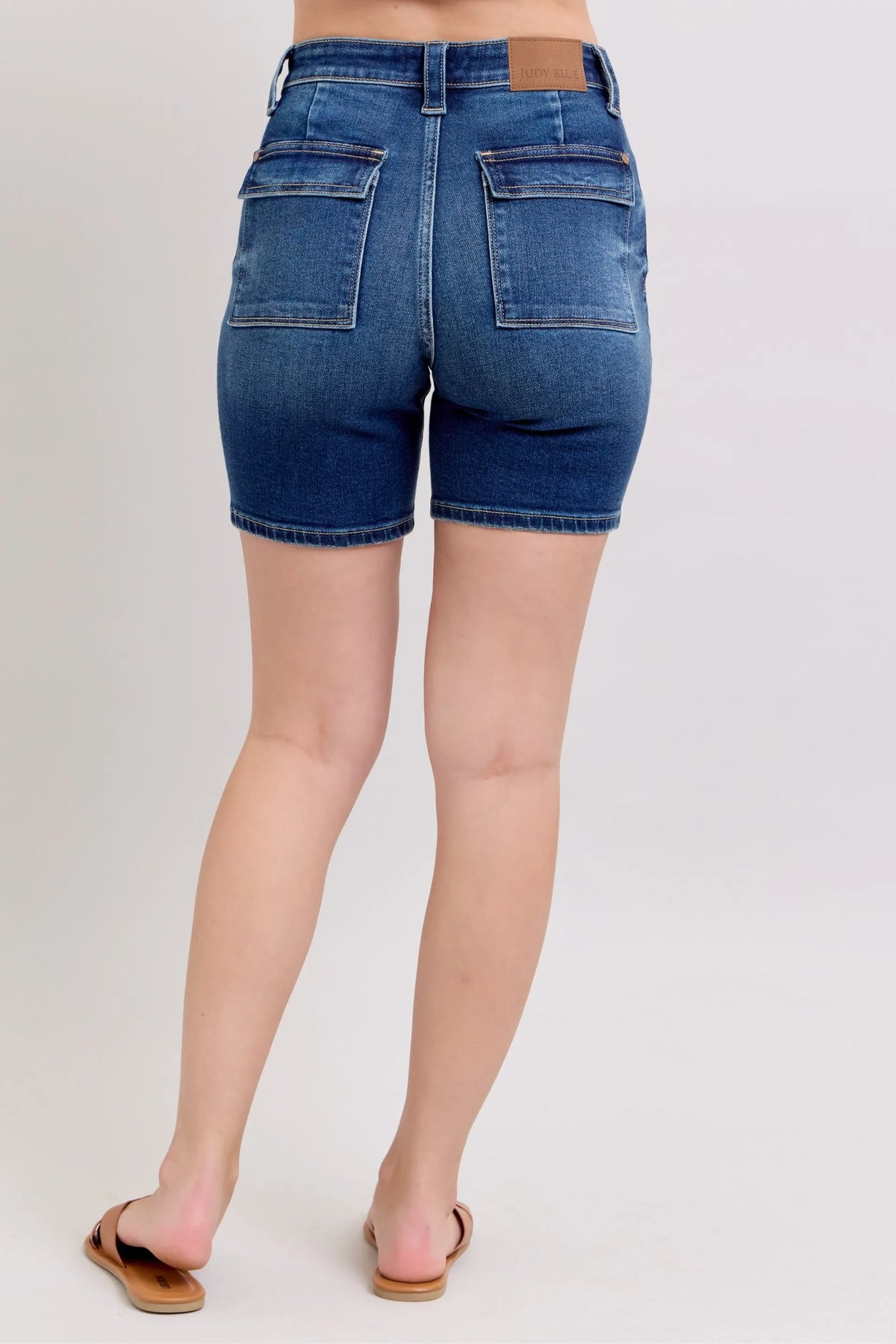 Judy Blue High Waist Bermudas Jeans with Back Flap Pockets styled look