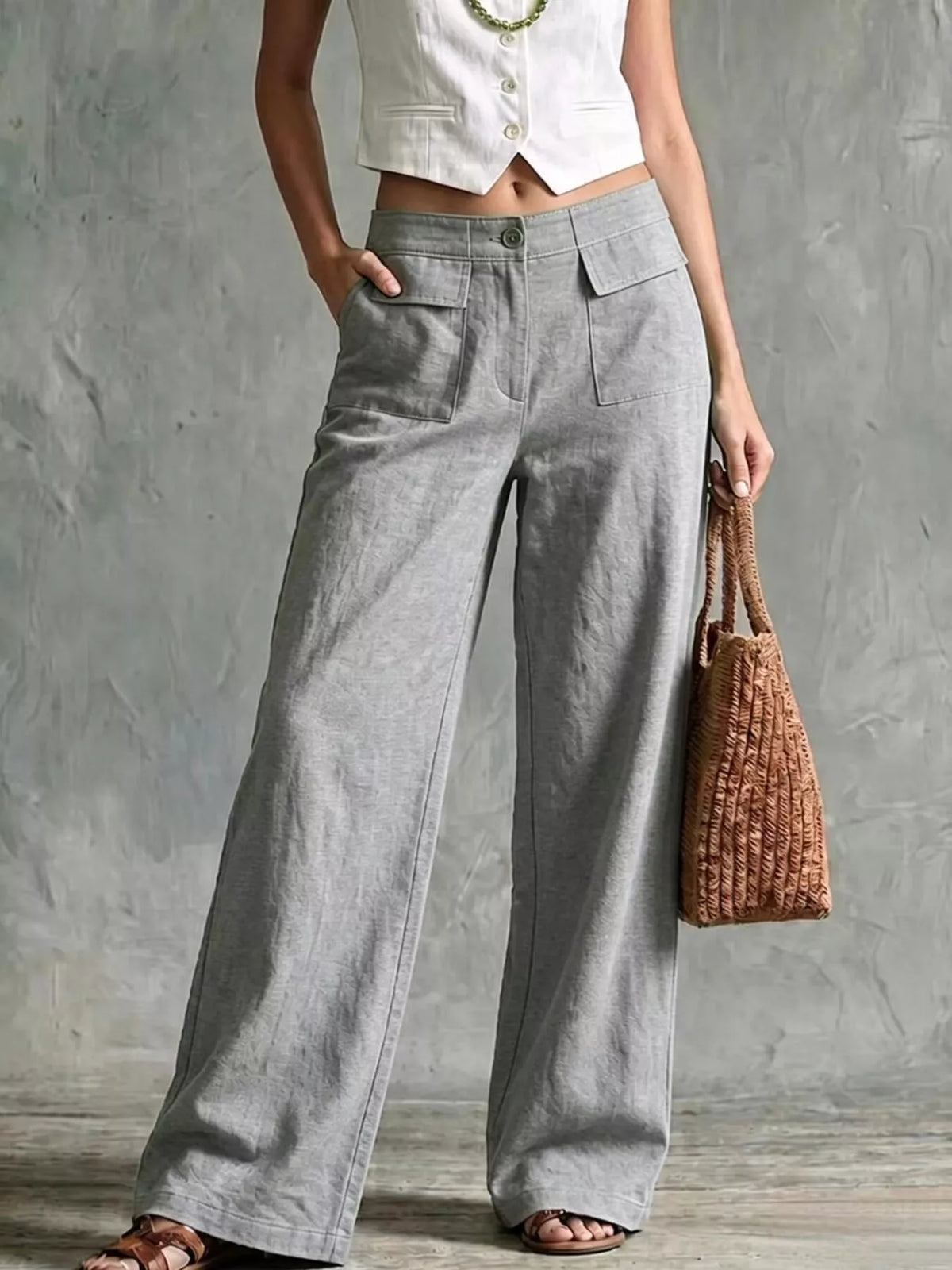 Wide leg pants back view