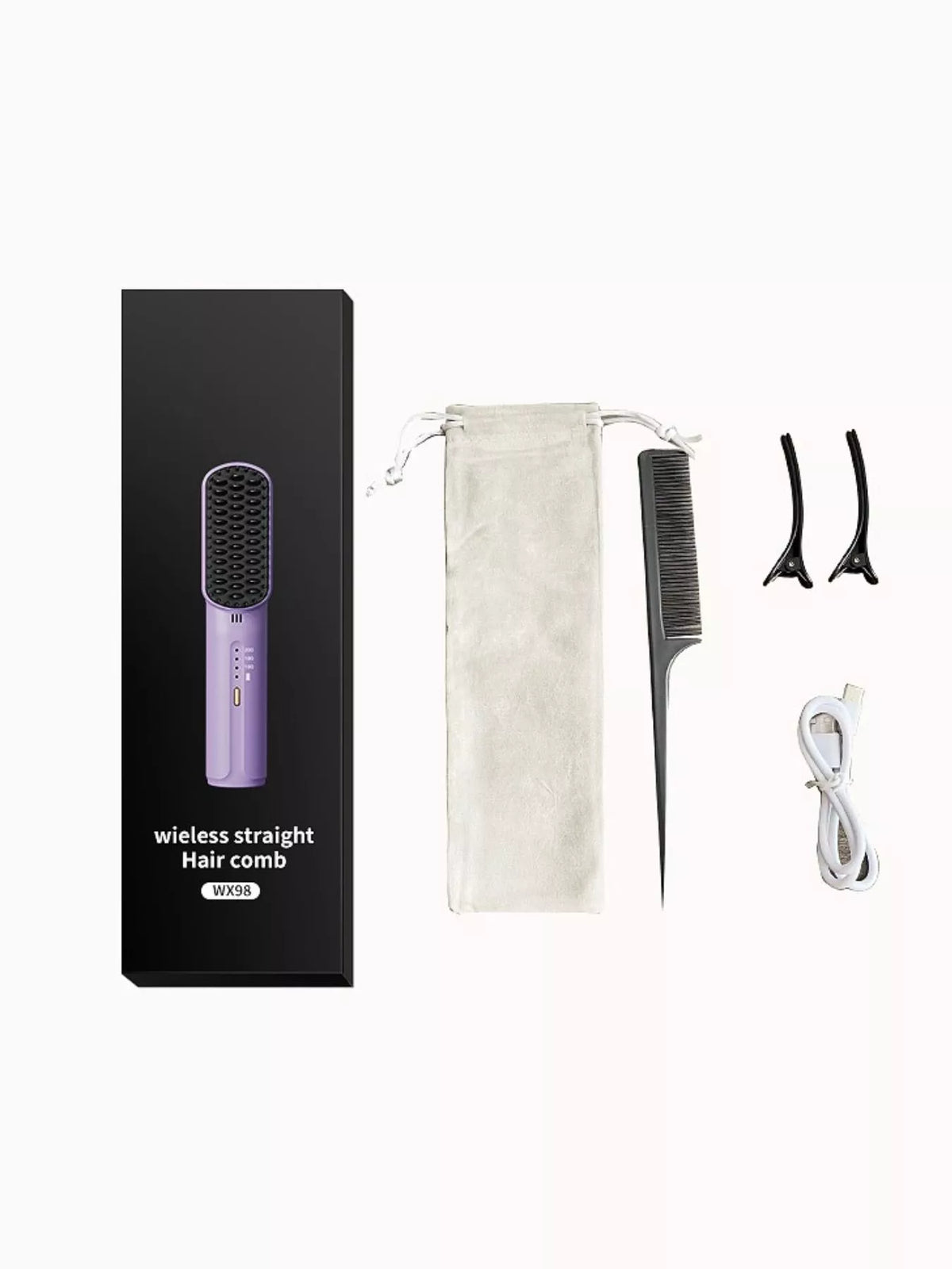 Straightening comb with charging cable