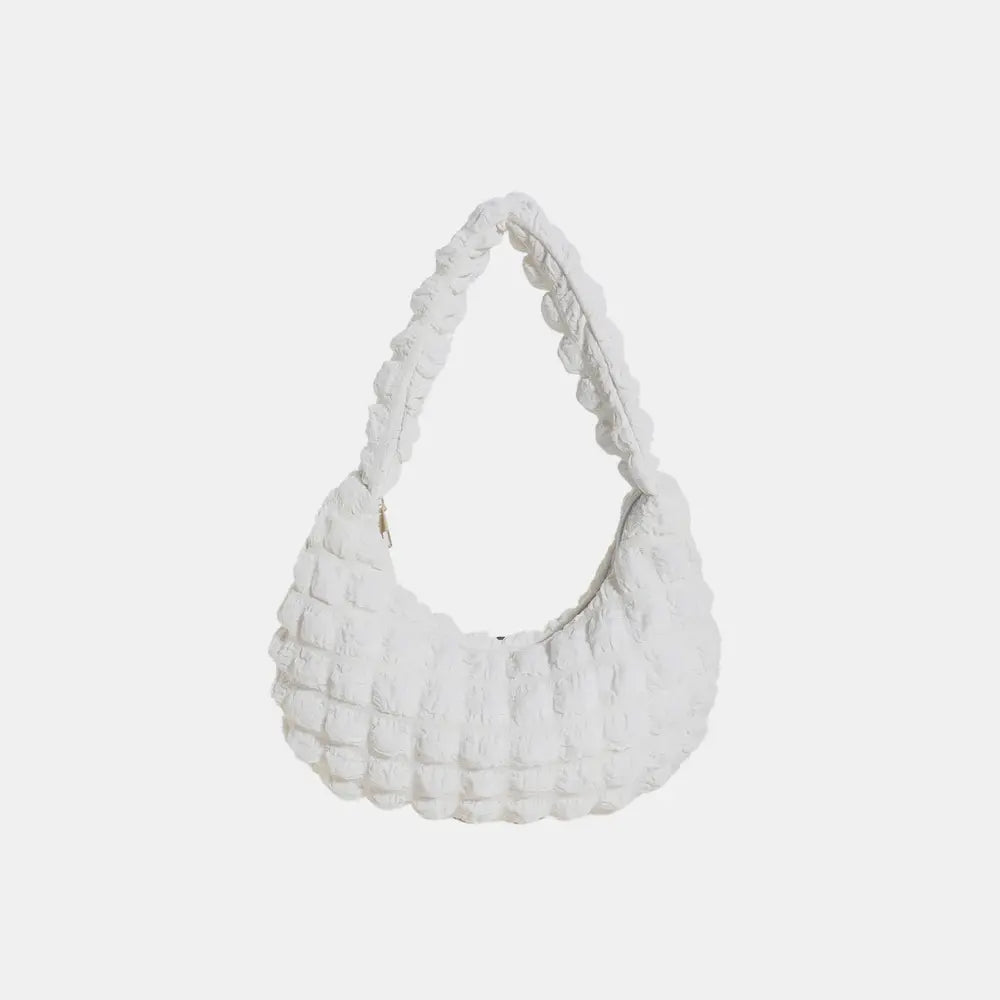 Small Texture Handbag White One Size - Fashorio