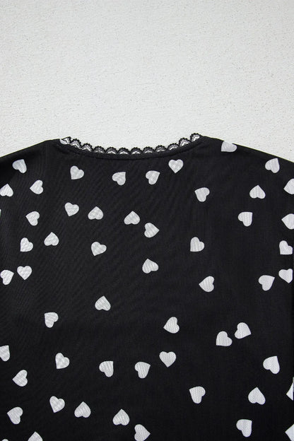 Heart Square Neck Long Sleeve Bodysuit - Fashorio