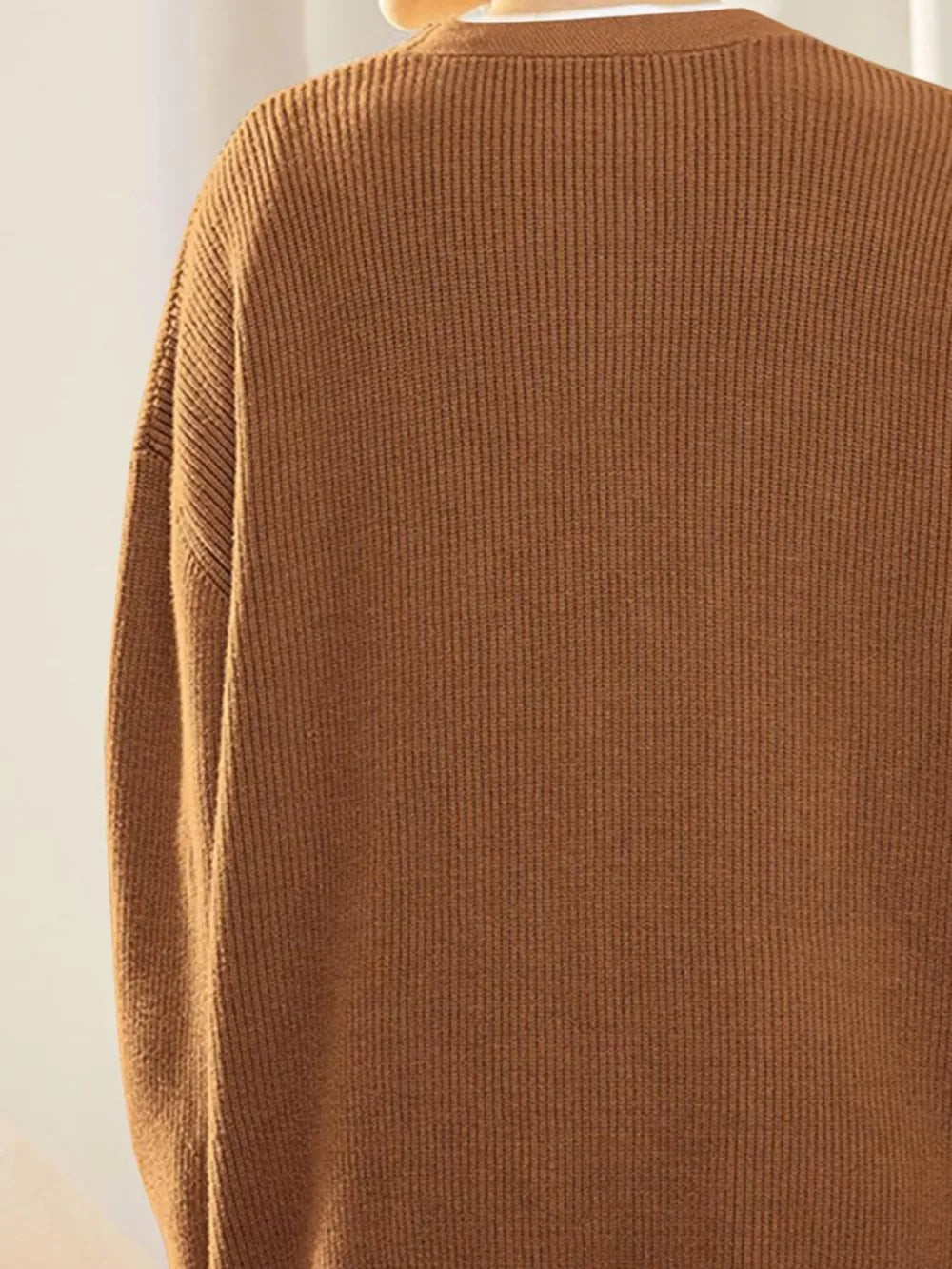 Button Down V-Neck Long Sleeve Cardigan - Fashorio