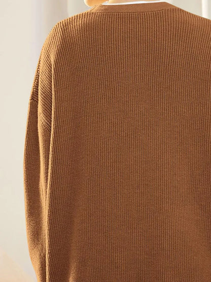 Button Down V-Neck Long Sleeve Cardigan - Fashorio
