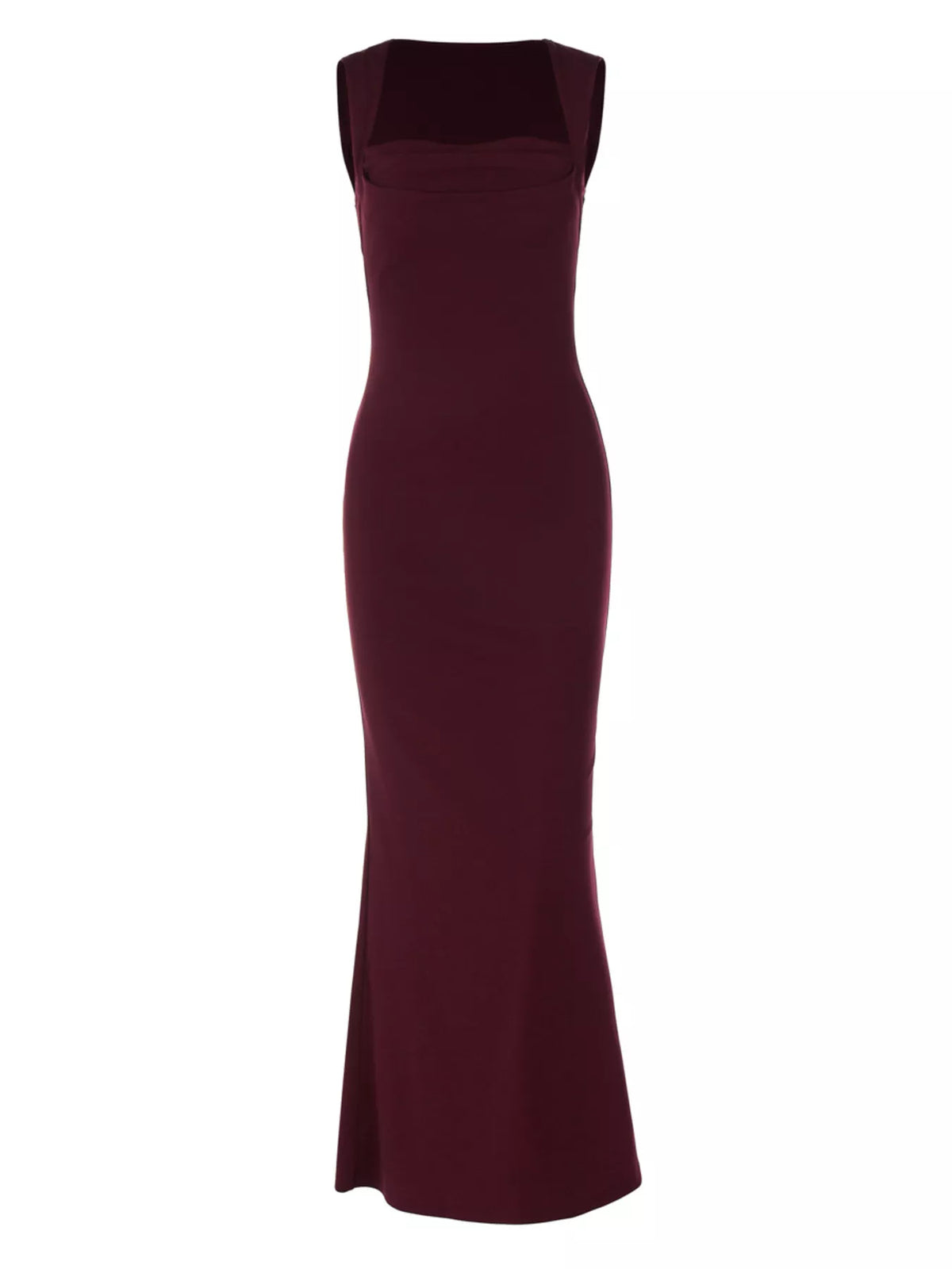 Sable square neck dress shown in a deep colourway