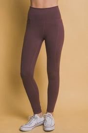 Love Tree High Waist Leggings with Side Pockets MULBERRY - Fashorio