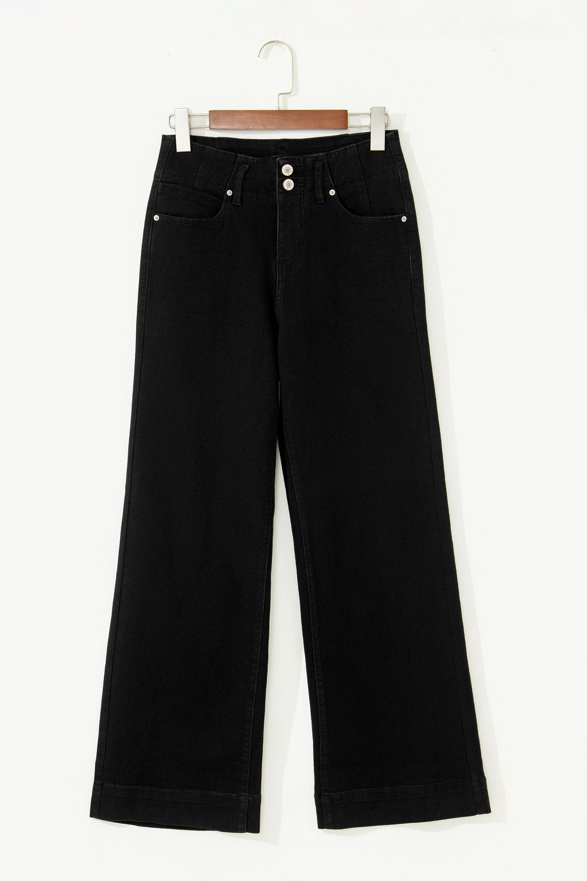 Mist green colorway wide leg jeans front view
