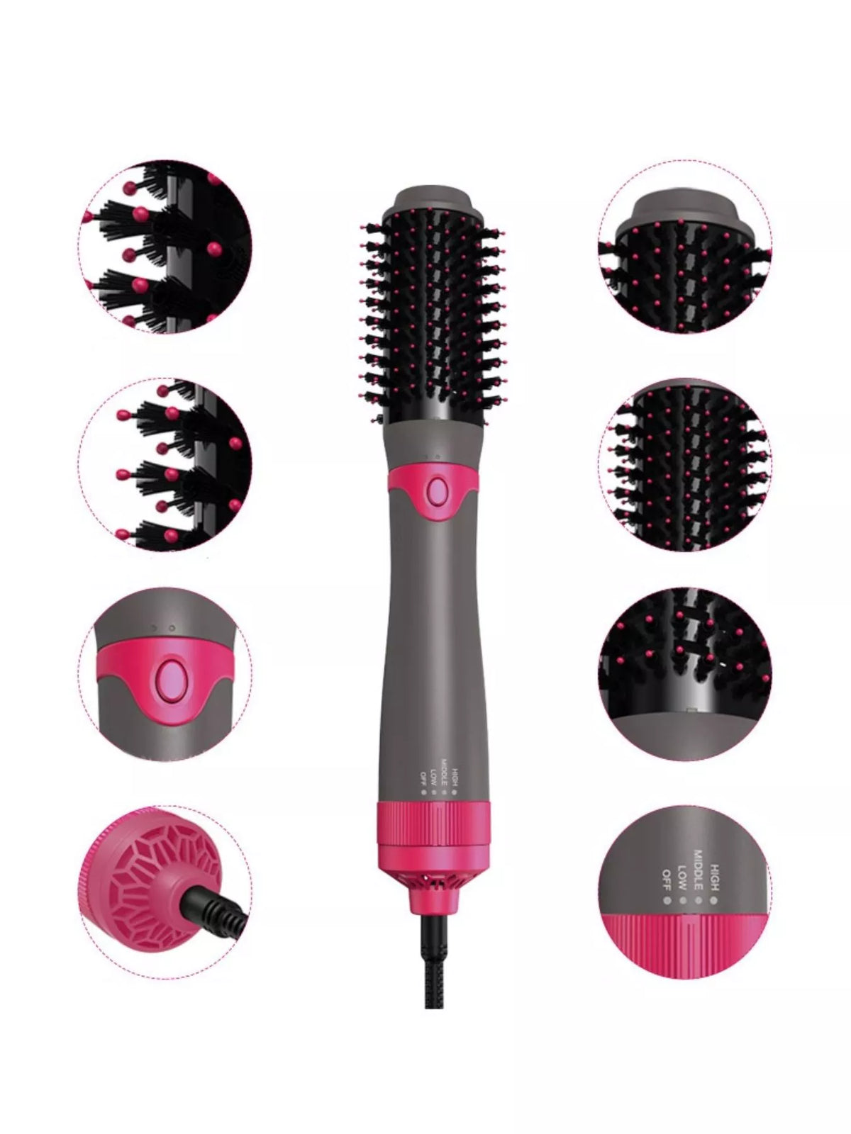 Hot air brush side profile in hot pink