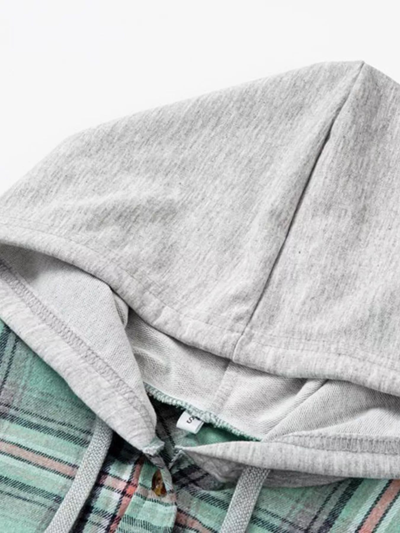 Plaid Button-Up Hooded Shirt - Fashorio