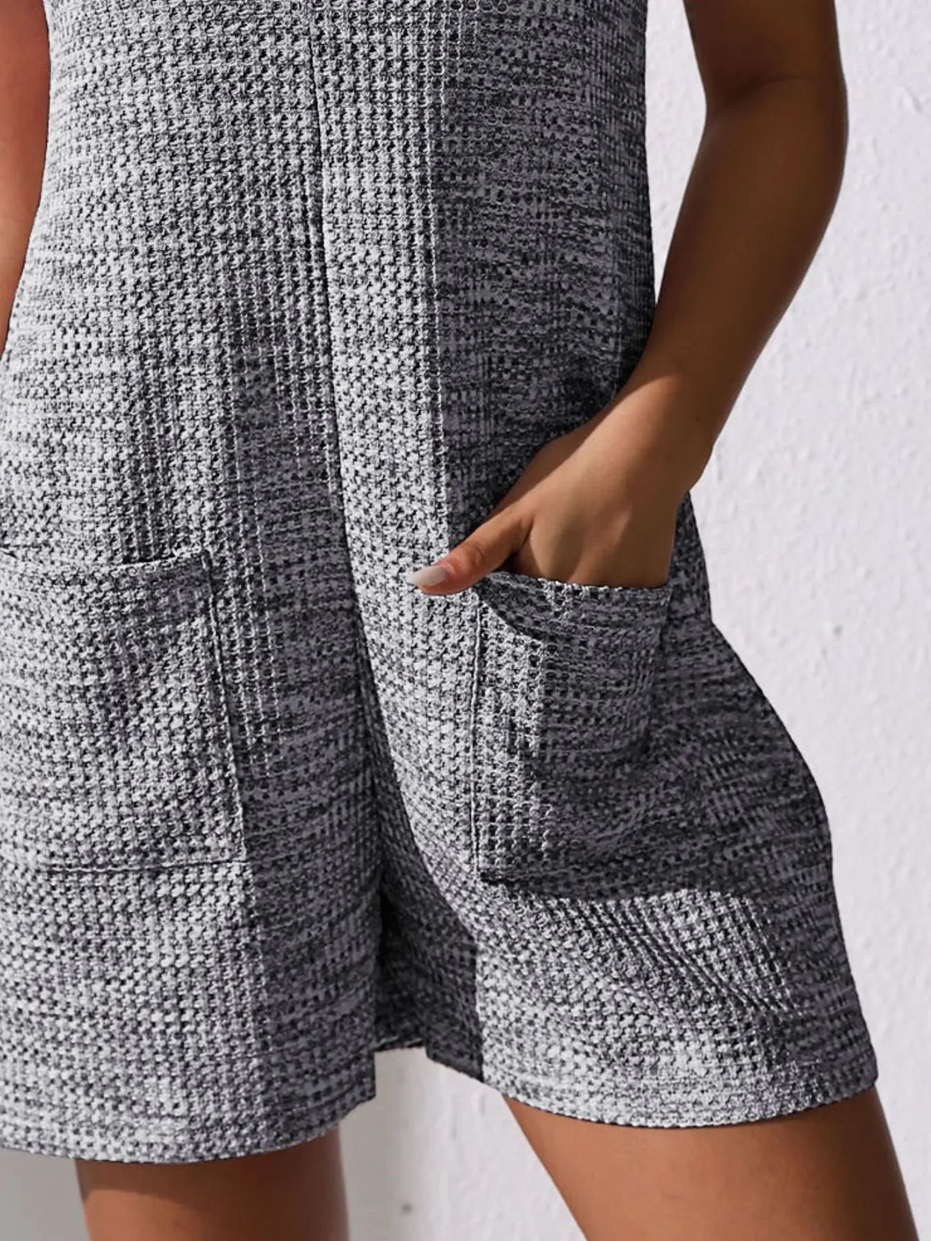 Full Size Button Front Romper with Pockets Plus Size - Fashorio