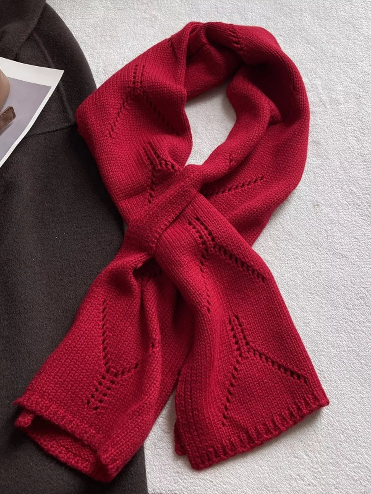 Wool scarf shown in blue