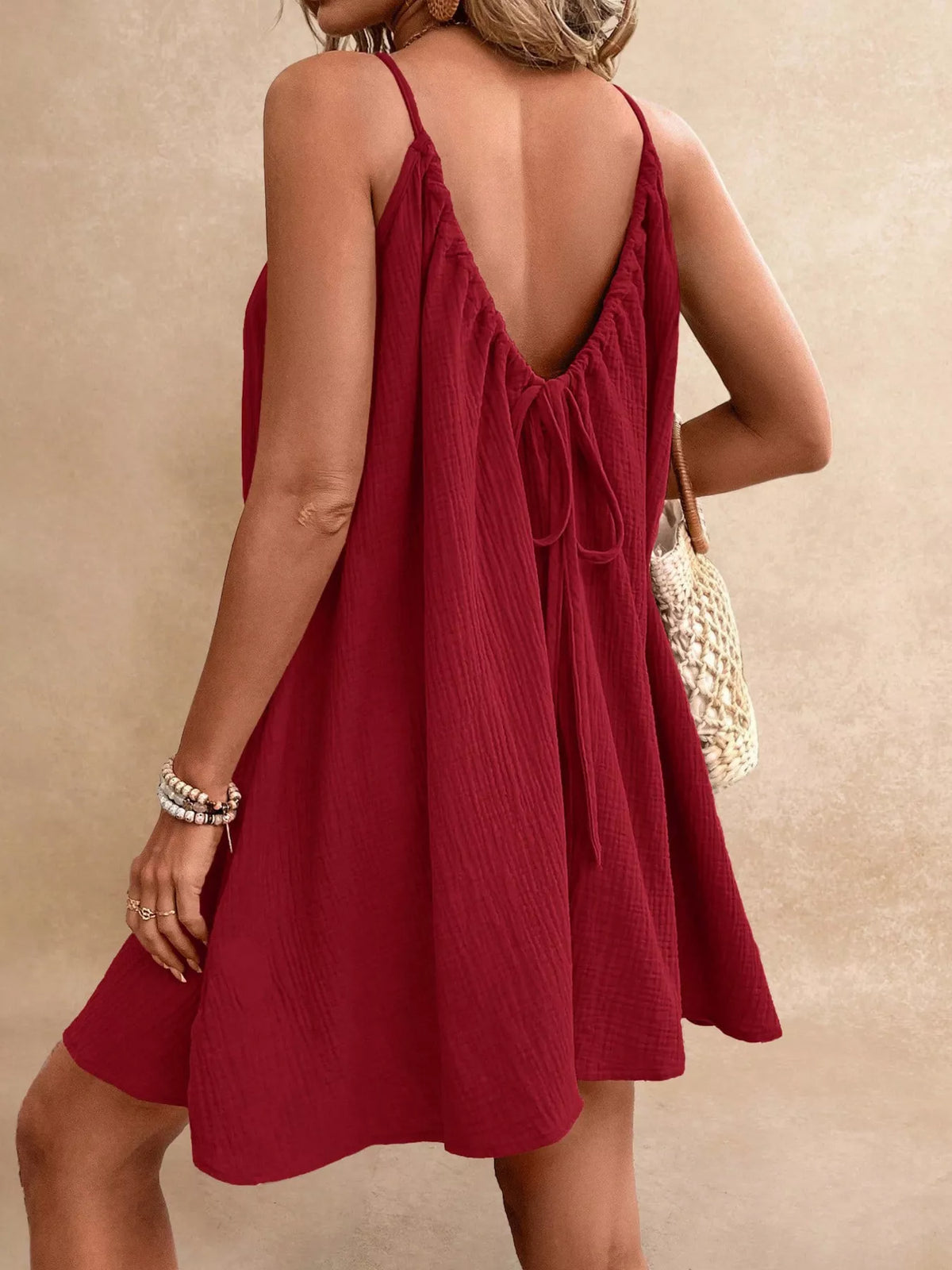 Gauze summer dress styled with sandals