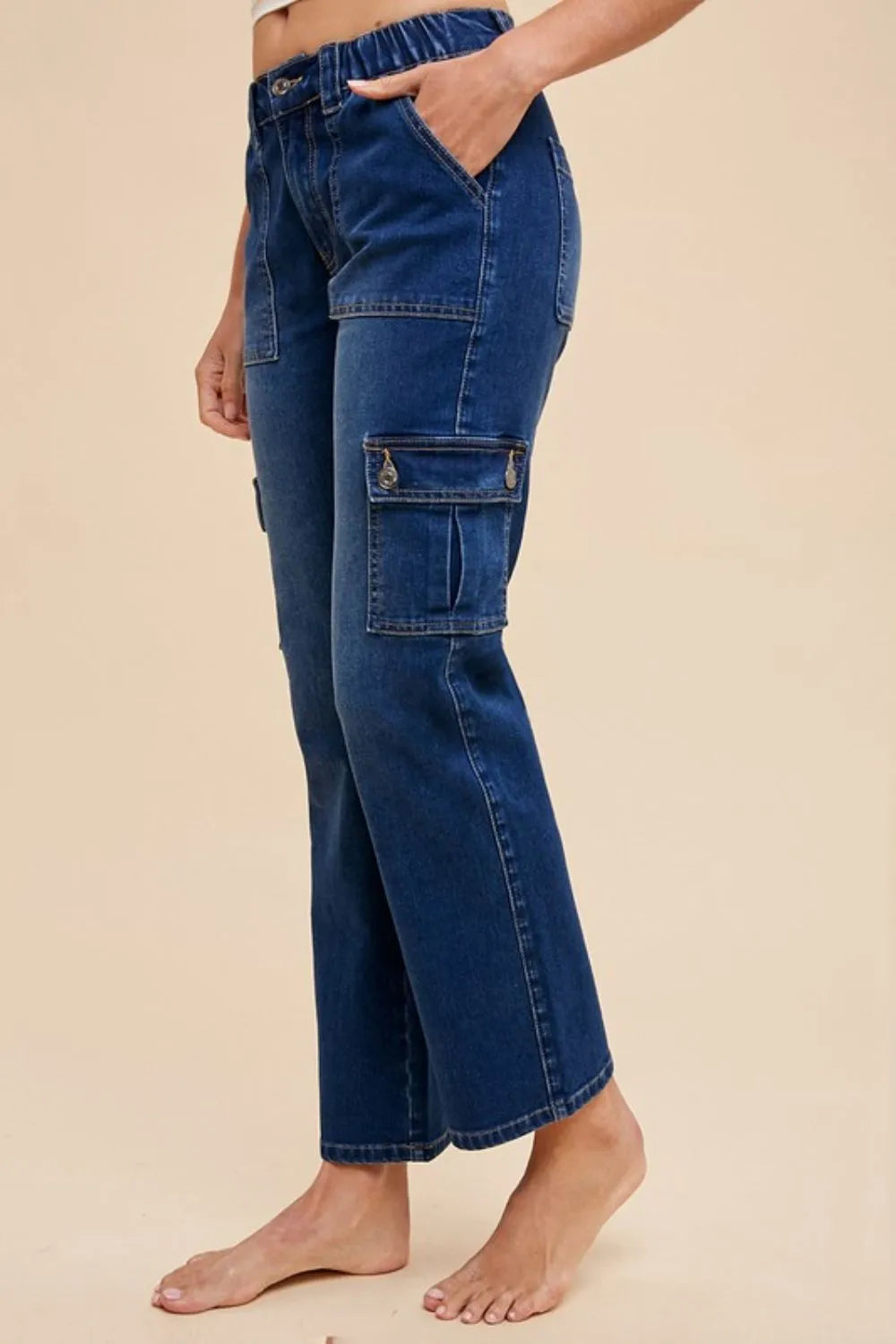 Annie Wear Straight Leg Jeans with Cargo Pockets - Fashorio