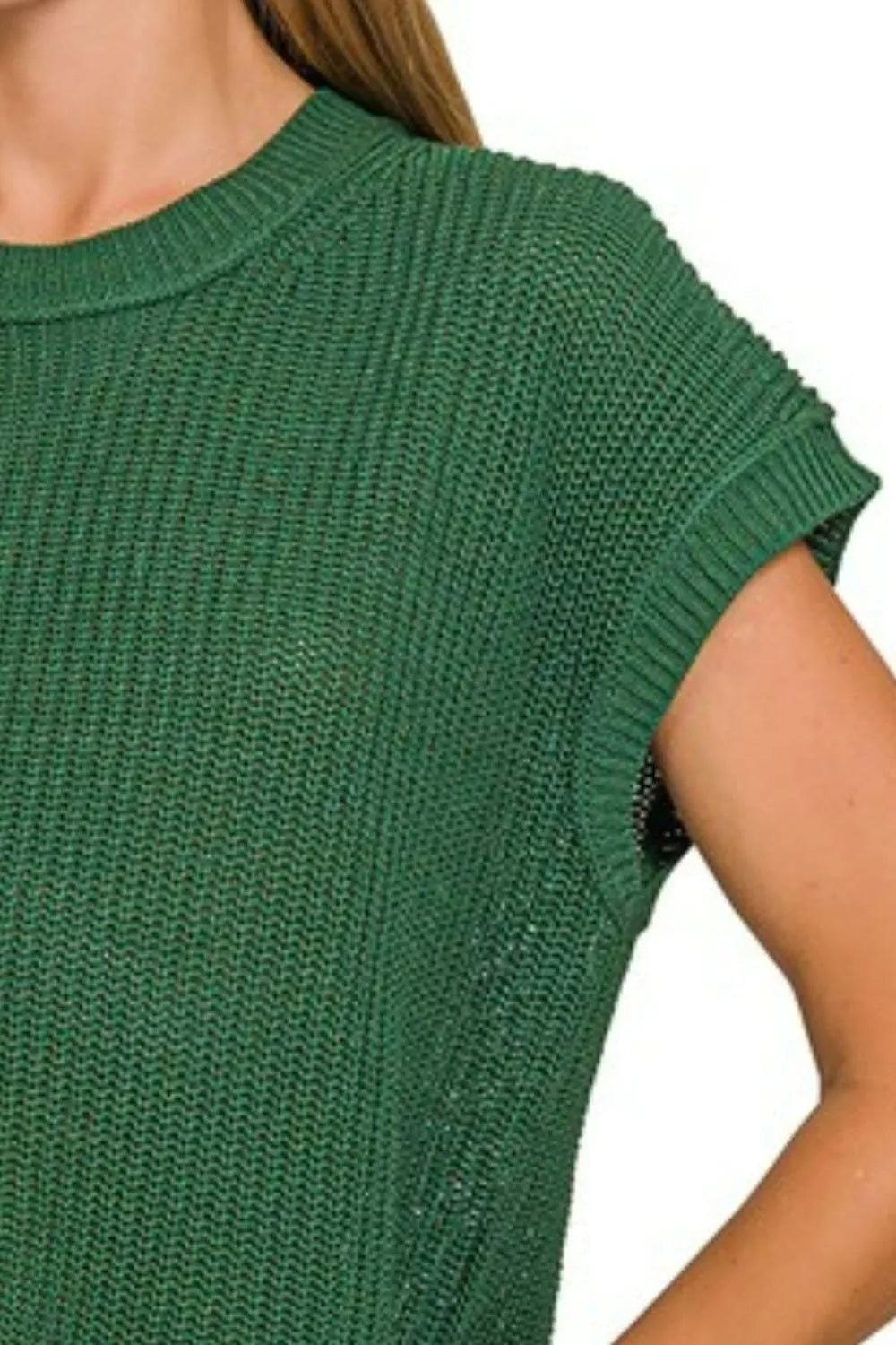 Oversized Crew Neck Sweater in Dark Green back view