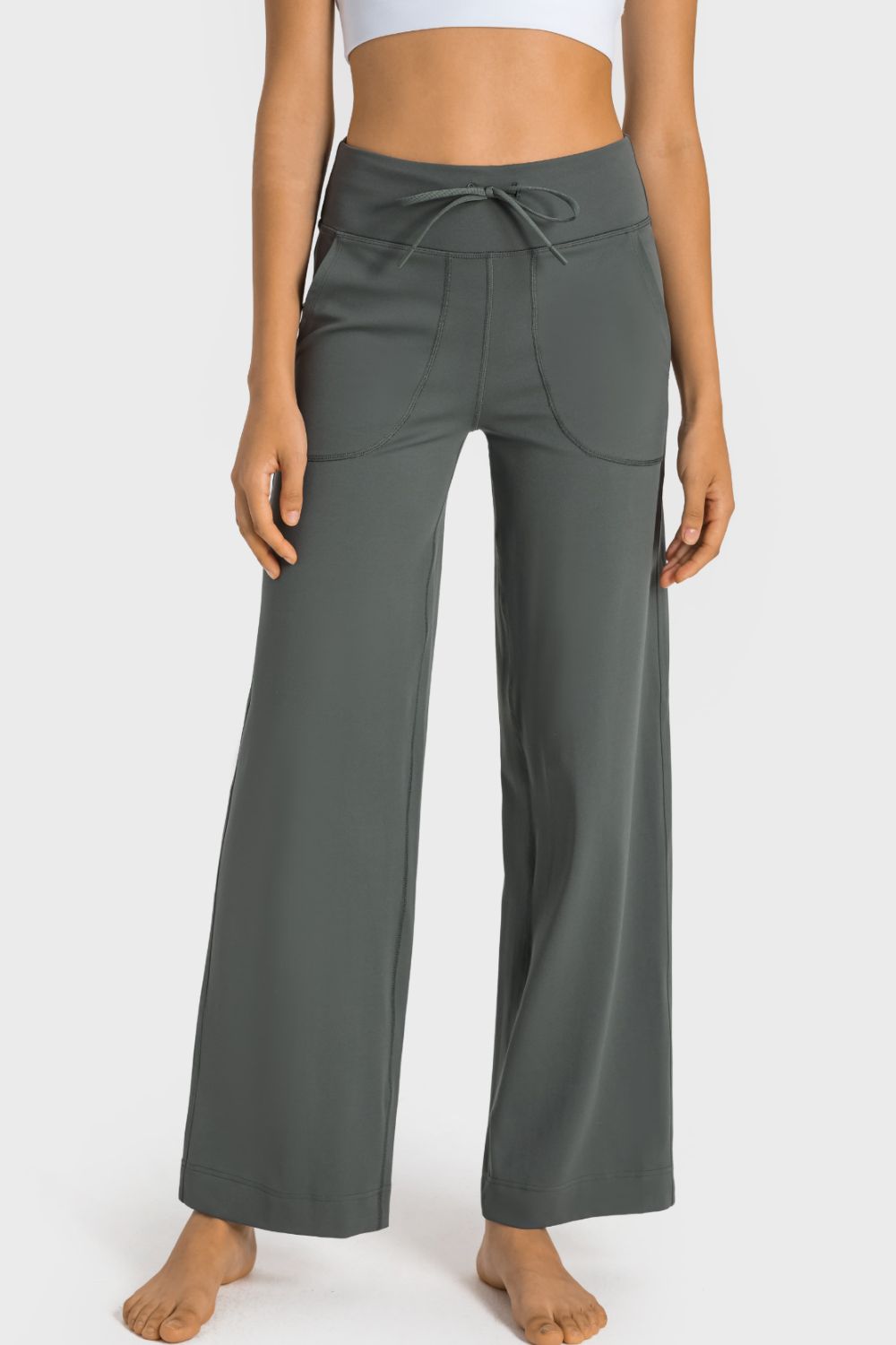 wide leg sports pants back view