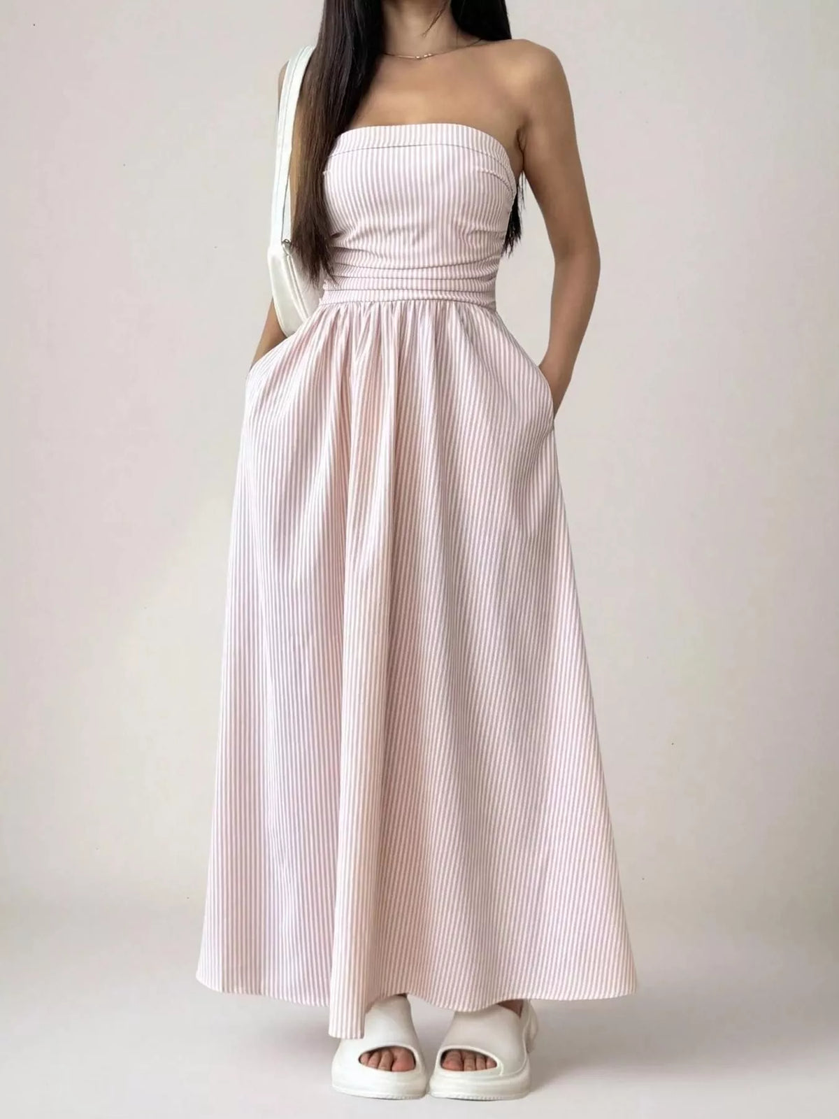 Full length striped maxi dress