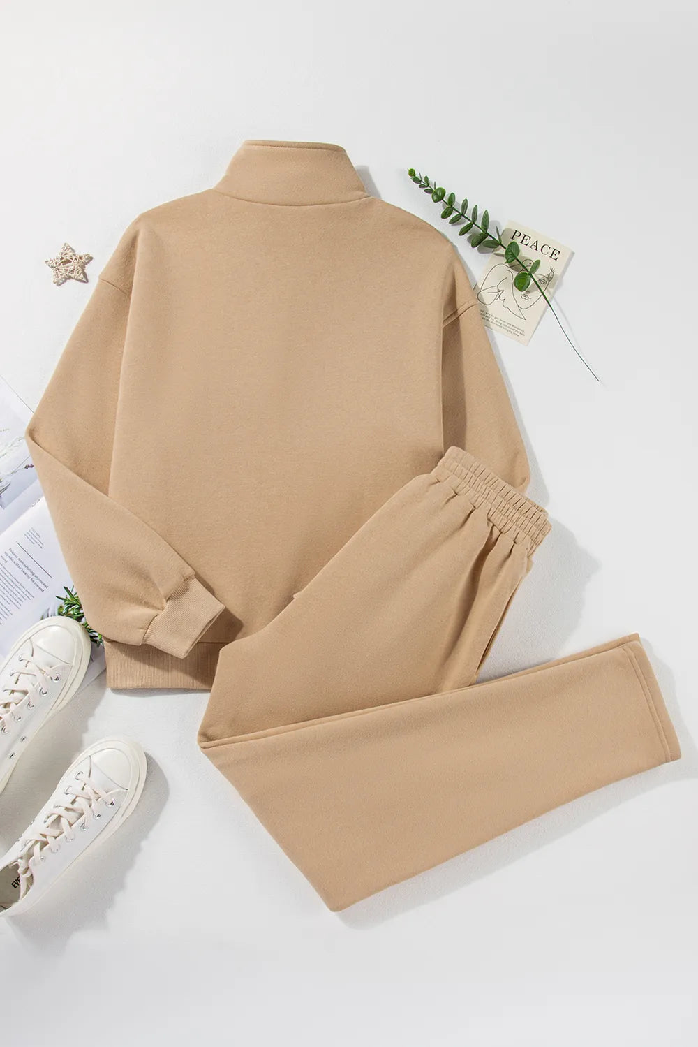 Half Snap Turtleneck Top and Pants Active Set - Fashorio