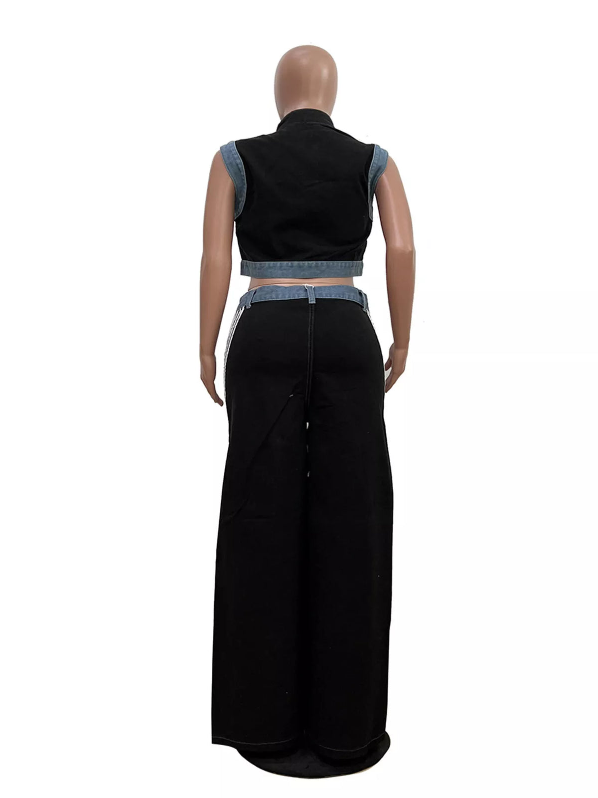 Zip Front Crop Top and Striped Pants Set, view 20