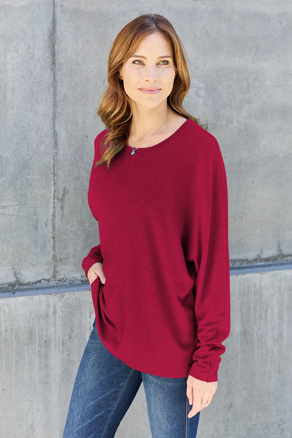 Double Take Round Neck Long Sleeve Tee, view 29