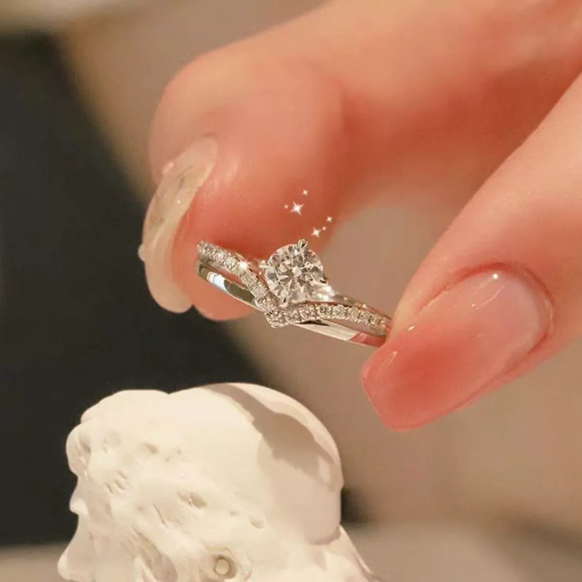 1 carat moissanite adjustable ring in 925 sterling silver
