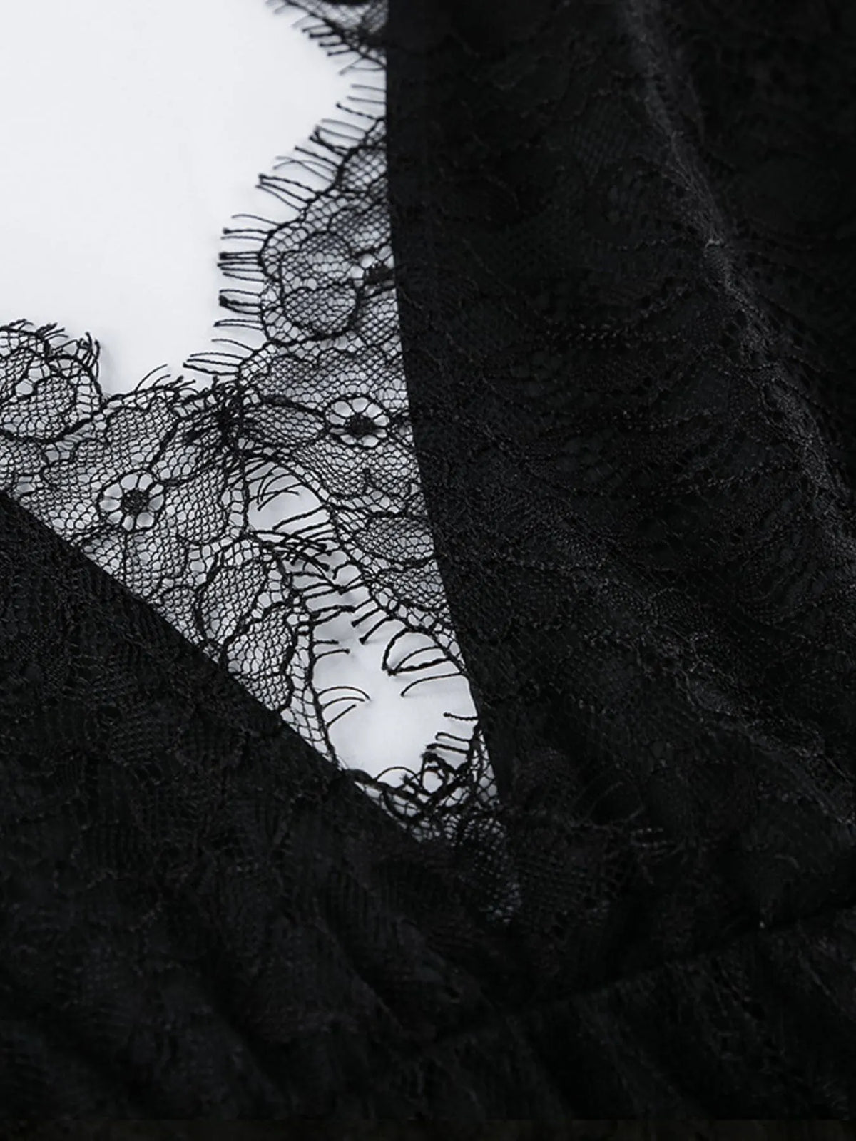 lace deep v neck maxi dress neckline detail